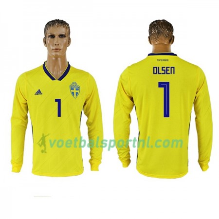 Zweden Olsen 1 Thuis Shirt WK voetbal 2018 L/S